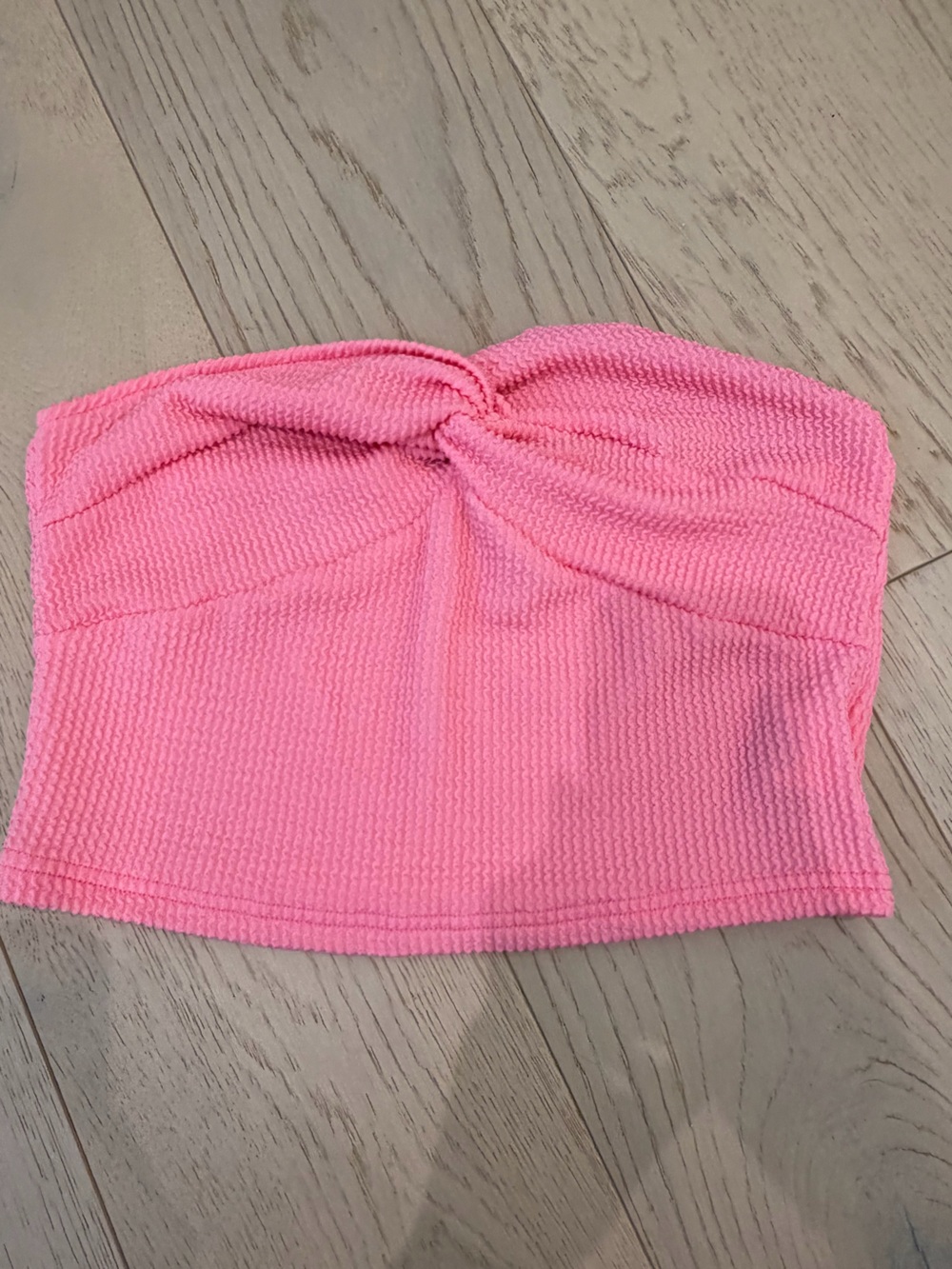 SHEIN Coral Pink Smocked Knot Front Tube Top